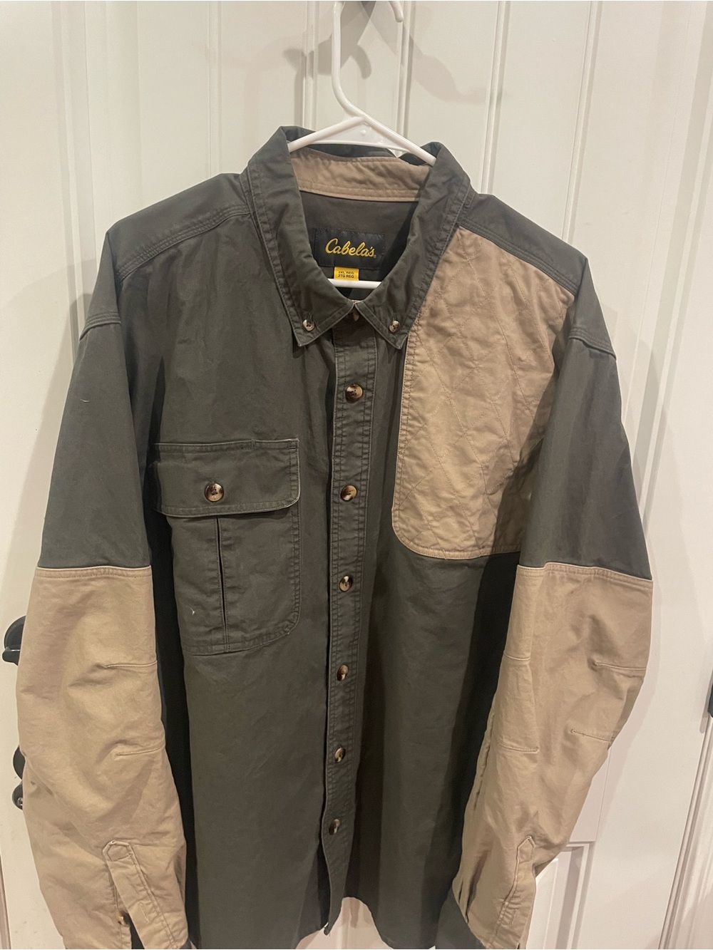 Cabela's Men's Two-Tone Field Shirt Jacket - Olive & Khaki padded xxl